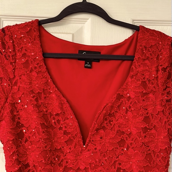 🍒Gorgeous Connect apparel, sequence cherry red dress size 8 “NWT” - Picture 5 of 9
